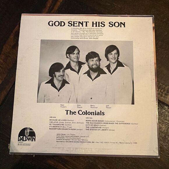 The Colonials God Sent His Son Vinyl LP Album Baldwin Sound Productions CS8060 - Picture 2 of 5